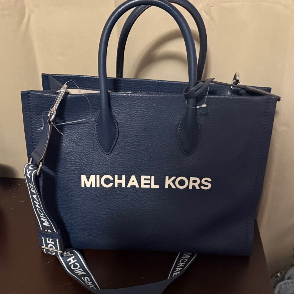Michael Kors Dark Blue Handbag with Logo